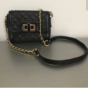 C Wonder faux leather quilted black shoulder bag